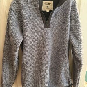Southern Marsh Men's Heathered Blue Zip-Up Sweater